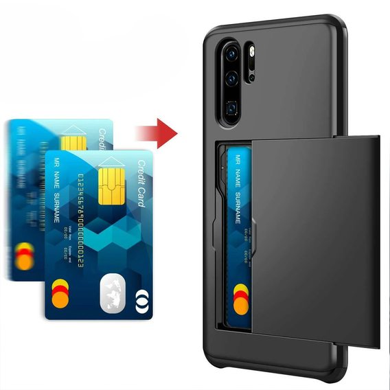 Θήκη για Huawei P30 Pro, Sliding Card Holder, μαύρη