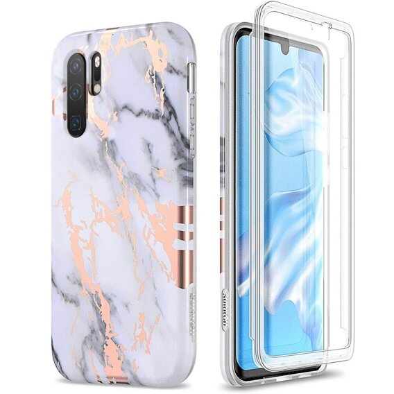 Θήκη για Huawei P30 Pro, Suritch Full Body Marble, λευκή