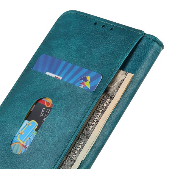 Θήκη για Motorola Edge 40 Pro 5G, Wallet Litchi Leather, πράσινη