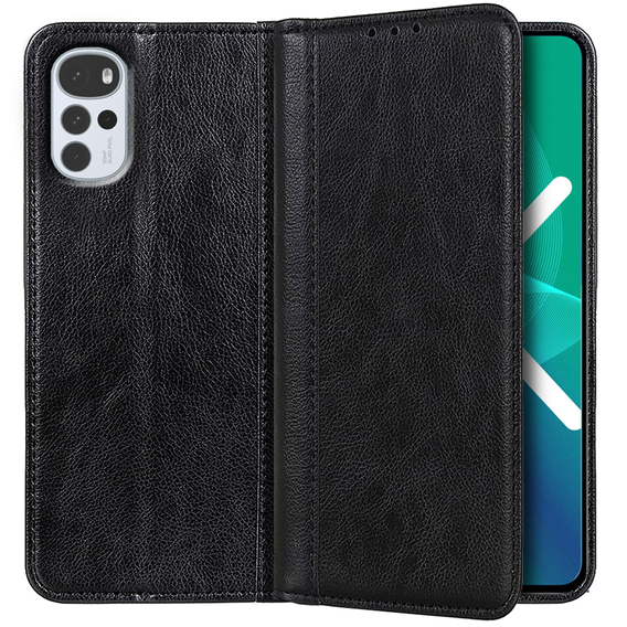 Θήκη για Motorola Moto G22, Wallet Litchi Leather, μαύρη