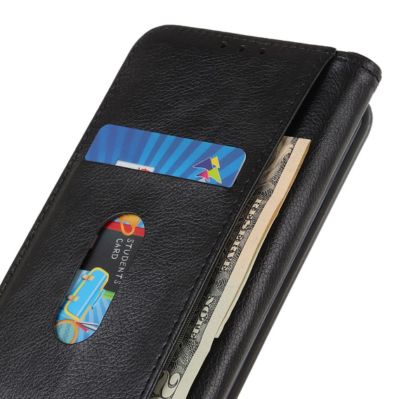 Θήκη για Motorola Moto G22, Wallet Litchi Leather, μαύρη