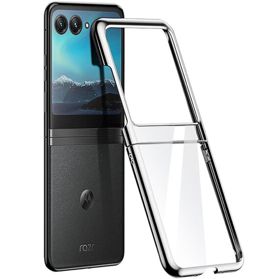 Θήκη για Motorola Razr 50 Ultra, Electro Frame, διαφανές / ασημί