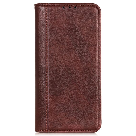 Θήκη για OnePlus 12 5G, Wallet Litchi Leather, καφέ