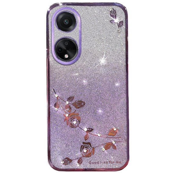 Θήκη για Oppo A58 4G, Glitter Flower, μωβ