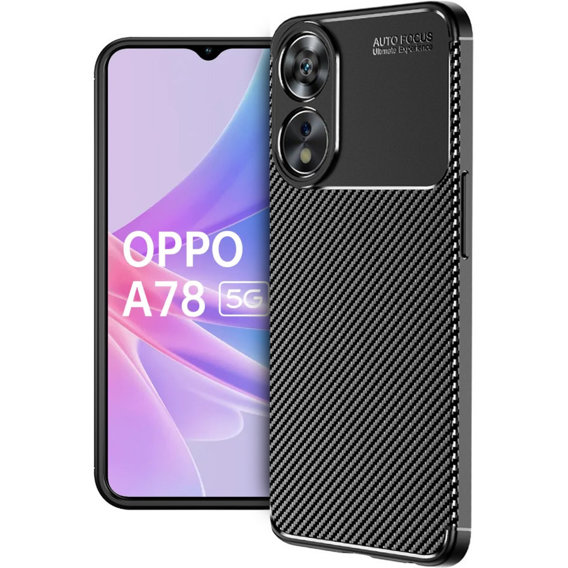 Θήκη για Oppo A78 5G, Carbon Gel, μαύρη