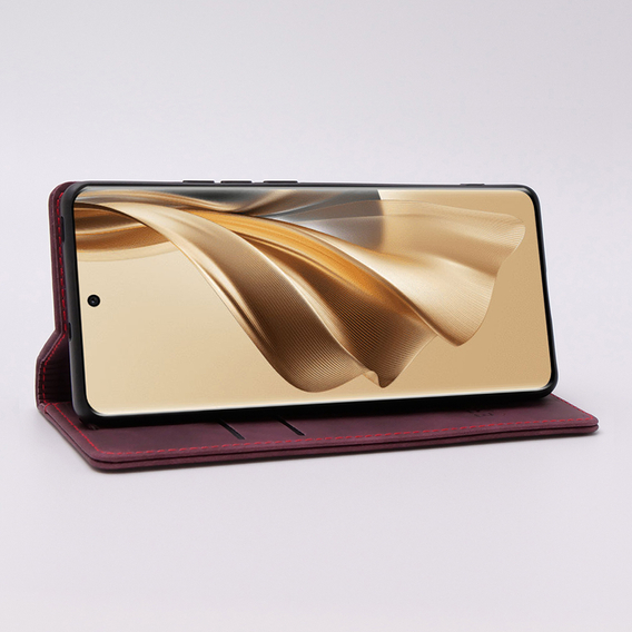 Θήκη για Oppo Reno 10 / 10 Pro, ERBORD Vintage, πορτοφόλι με πτερύγιο, κόκκινη