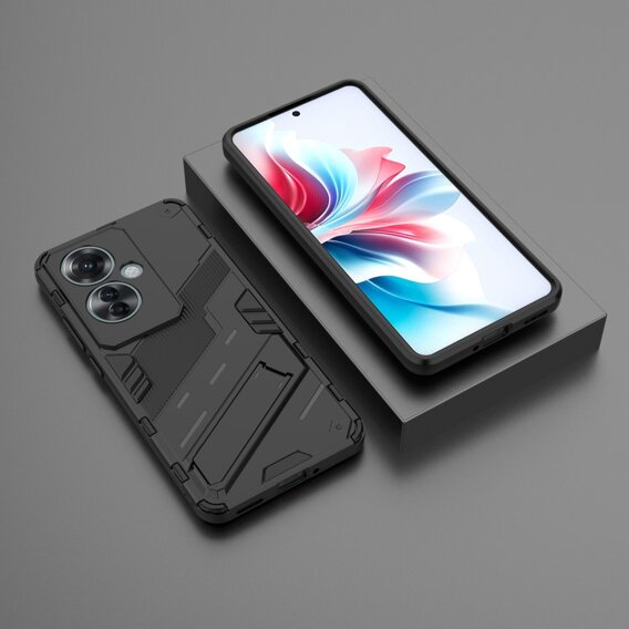 Θήκη για Oppo Reno 11F 5G, Military kickstand, μαύρη