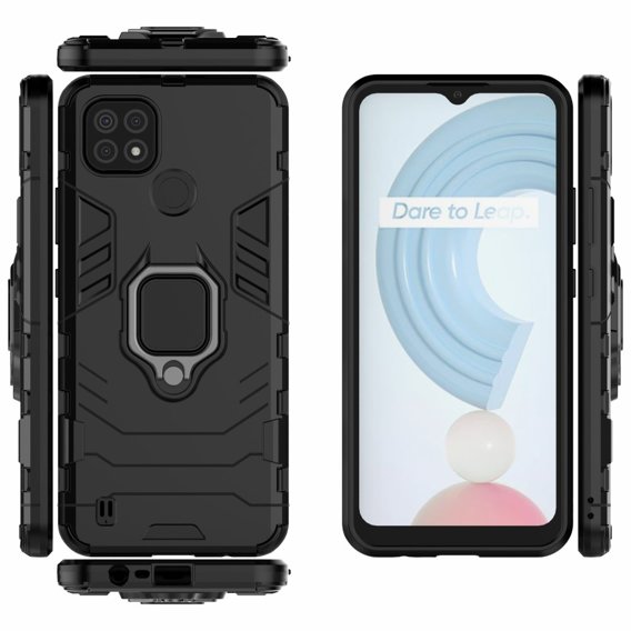 Θήκη για Realme C21, Kickstand Ring, μαύρη