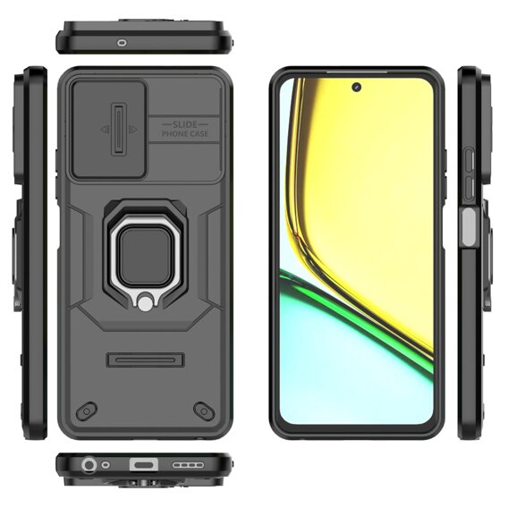 Θήκη για Realme C67 4G, KickStand Camera Lens, μαύρη