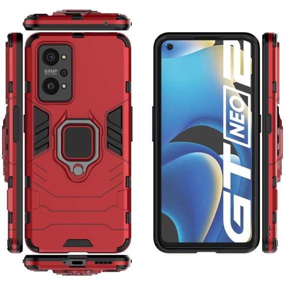 Θήκη για Realme GT 2 5G / GT Neo 2 / GT Neo 3T, Kickstand Ring, κόκκινη