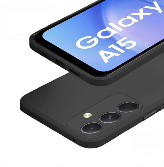 Θήκη για Samsung Galaxy A15, σιλικόνη Lite, μαύρη + γυαλί 9H