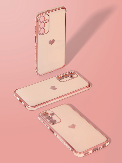 Θήκη για Samsung Galaxy A25 5G, Electro heart, ροζ rose gold + Full Glue Ceramic Glass