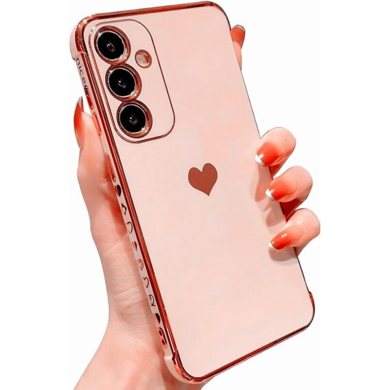 Θήκη για Samsung Galaxy A25 5G, Electro heart, ροζ rose gold + Full Glue Ceramic Glass