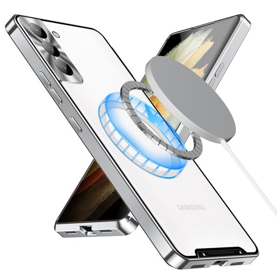 Θήκη για Samsung Galaxy S21 FE 5G, CamShield MagSafe, διαφανές / ασημί
