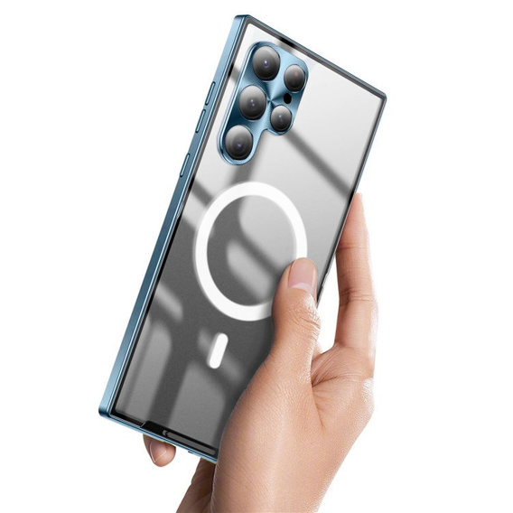 Θήκη για Samsung Galaxy S22 Ultra, CamShield MagSafe, διαφανής / μπλε