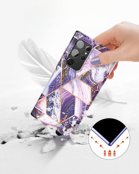 Θήκη για Samsung Galaxy S22 Ultra, Suritch Full Body Marble, μωβ