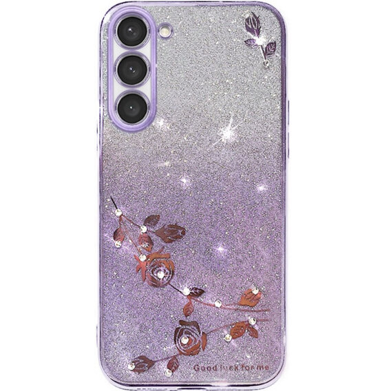 Θήκη για Samsung Galaxy S23+ Plus, Glitter Flower, μωβ