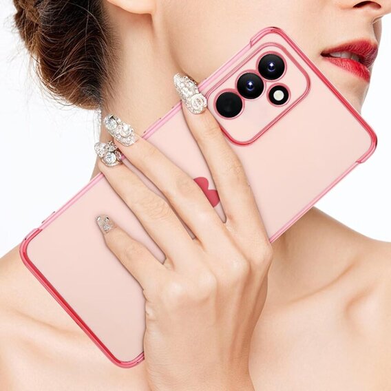 Θήκη για Samsung Galaxy S24, Electro heart, ροζ rose gold + Full Glue Ceramic Glass