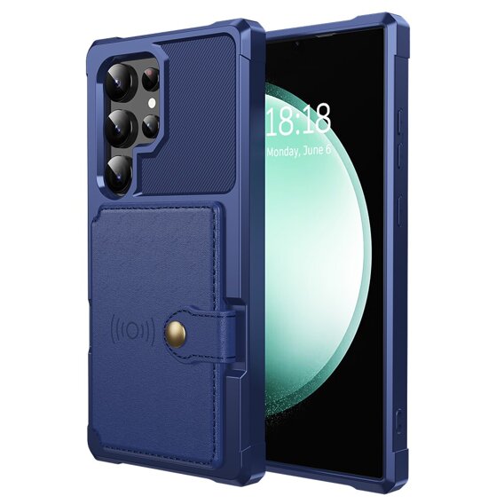 Θήκη για Samsung Galaxy S24 Ultra Card Holder Kickstand, Card Holder Kickstand, μπλε