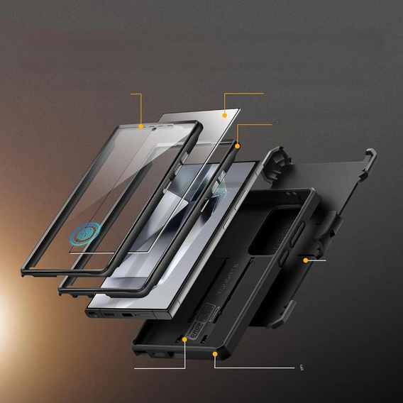 Θήκη για Samsung Galaxy S24 Ultra, Tongate MECH Series Clip, μαύρη