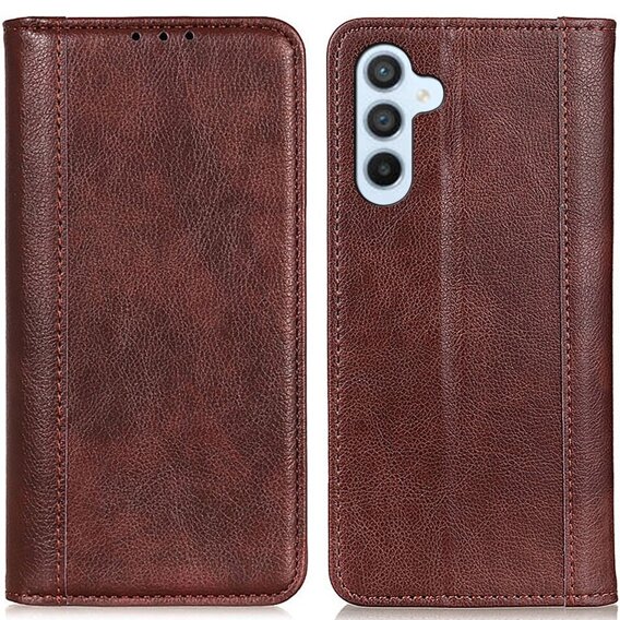 Θήκη για Samsung Galaxy S24, Wallet Litchi Leather, καφέ