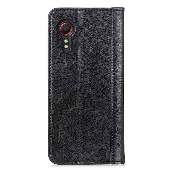 Θήκη για Samsung Galaxy Xcover 7, Wallet Litchi Leather, μαύρη