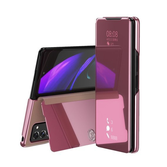 Θήκη για Samsung Galaxy Z Fold 2 5G, Clear View, ροζ rose gold