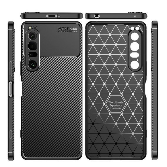 Θήκη για Sony Xperia 1 IV, Carbon Gel, μαύρη