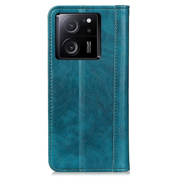 Θήκη για Xiaomi 13T / 13T Pro, Wallet Litchi Leather, πράσινη