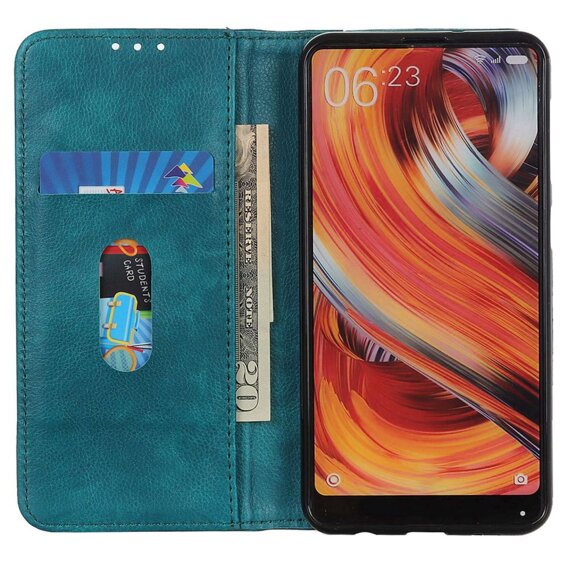 Θήκη για Xiaomi 13T / 13T Pro, Wallet Litchi Leather, πράσινη