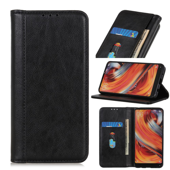 Θήκη για Xiaomi 14 Ultra, Wallet Litchi Leather, μαύρη