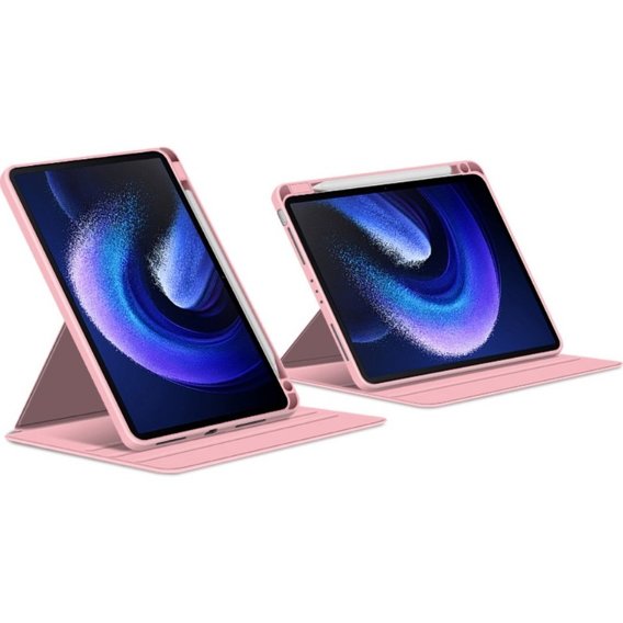 Θήκη για Xiaomi Pad 6, με υποδοχή γραφίδας, περιστρεφόμενη κατά 360°, ροζ