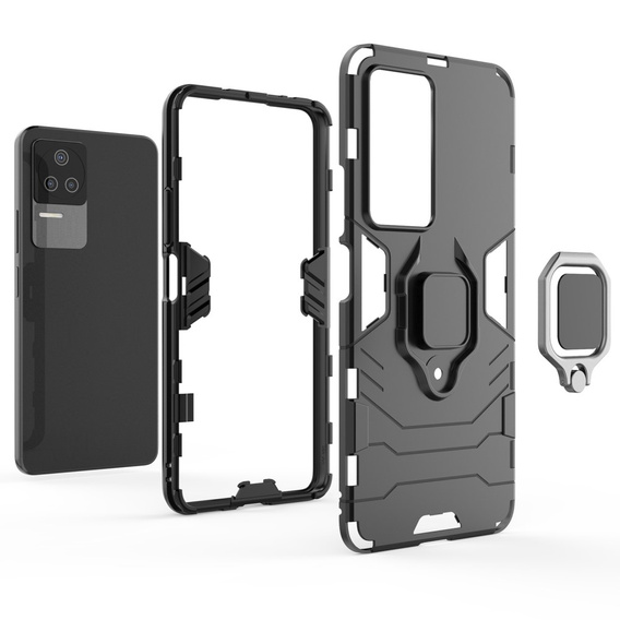 Θήκη για Xiaomi Poco F4 5G, Kickstand Ring, μαύρη