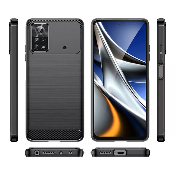 Θήκη για Xiaomi Poco M4 Pro 4G, Carbon, μαύρη