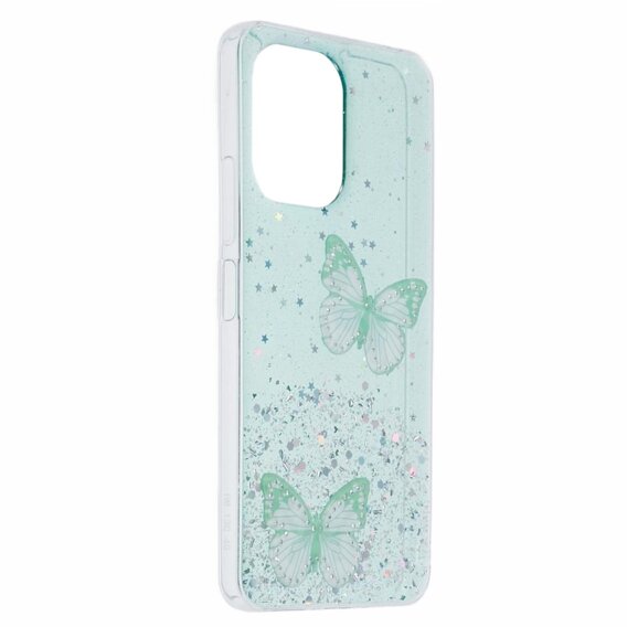 Θήκη για Xiaomi Redmi 13C / Poco C65, Glitter Butterfly, πράσινη