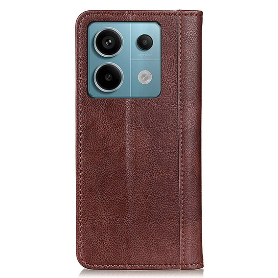 Θήκη για Xiaomi Redmi Note 13 Pro 5G, Wallet Litchi Leather, καφέ