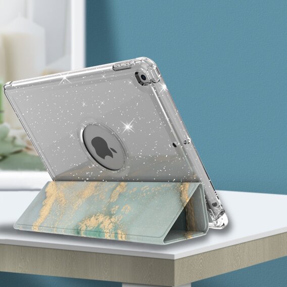 Θήκη για iPad 10.2 2019/2020/2021, Smartcase Hybrid, με χώρο για γραφίδα, Marble πράσινη