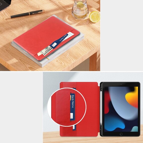 Θήκη για iPad 10.2 2021 / 2020 / 2019, Business Card and Pen Slot, κόκκινη