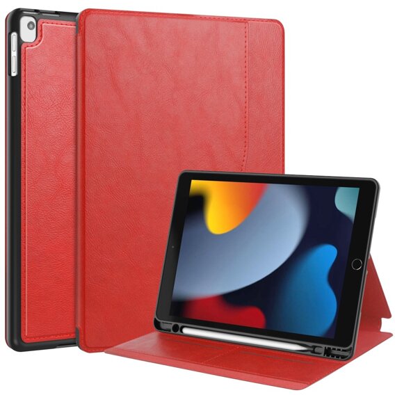 Θήκη για iPad 10.2 2021 / 2020 / 2019, Business Card and Pen Slot, κόκκινη