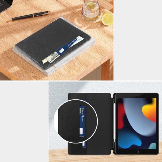 Θήκη για iPad 10.2 2021 / 2020 / 2019, Business Card and Pen Slot, μαύρη