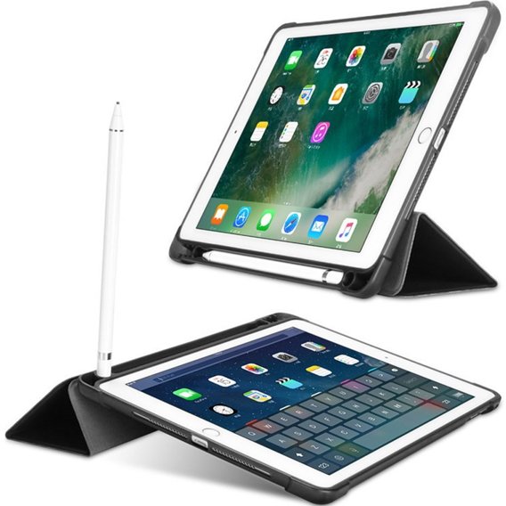 Θήκη για iPad 9.7 2018 / 2017/ Air / Air 2, Smartcase με χώρο για γραφίδα, μαύρη