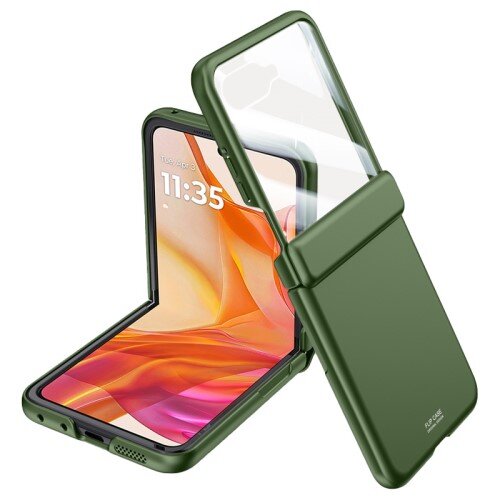 Θήκη με γυαλί για Samsung Galaxy Z Flip5 5G, PC Case, μαύρη