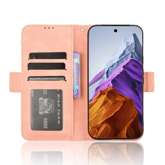 Θήκη με πτερύγιο για Google Pixel 9 Pro XL, Card Slot, ροζ