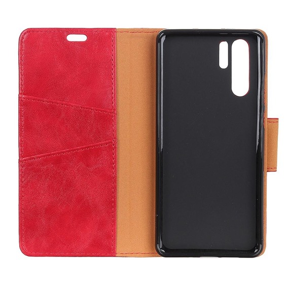 Θήκη με πτερύγιο για Huawei P30 Pro, Split Leather Wallet, κόκκινη