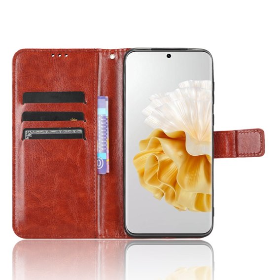 Θήκη με πτερύγιο για Huawei P60 / P60 Pro, Crazy Horse Wallet, καφέ