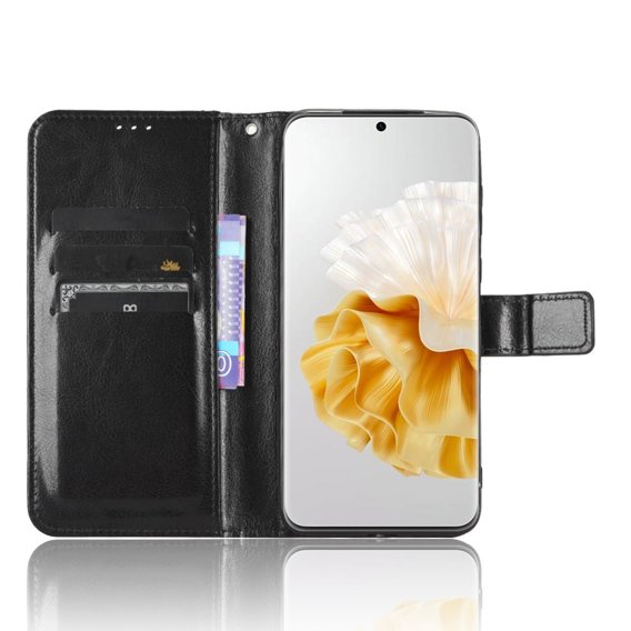 Θήκη με πτερύγιο για Huawei P60 / P60 Pro, Crazy Horse Wallet, μαύρη