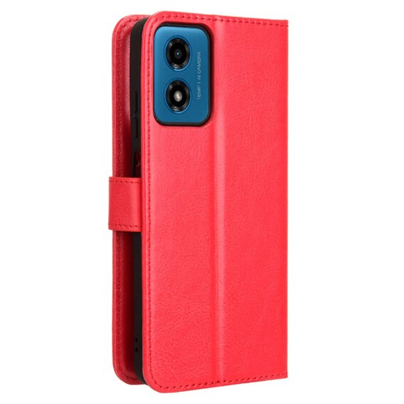 Θήκη με πτερύγιο για Motorola Moto E14, Crazy Horse Wallet, κόκκινη