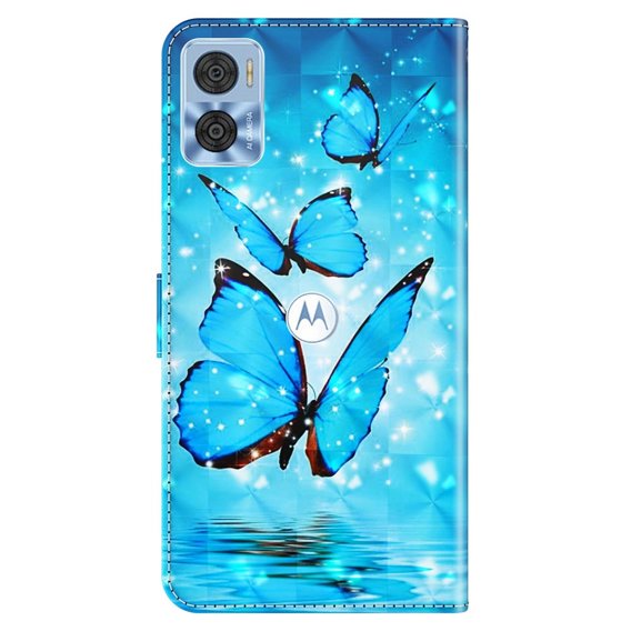 Θήκη με πτερύγιο για Motorola Moto E22 / E22i, Wallet Butterfly, μπλε