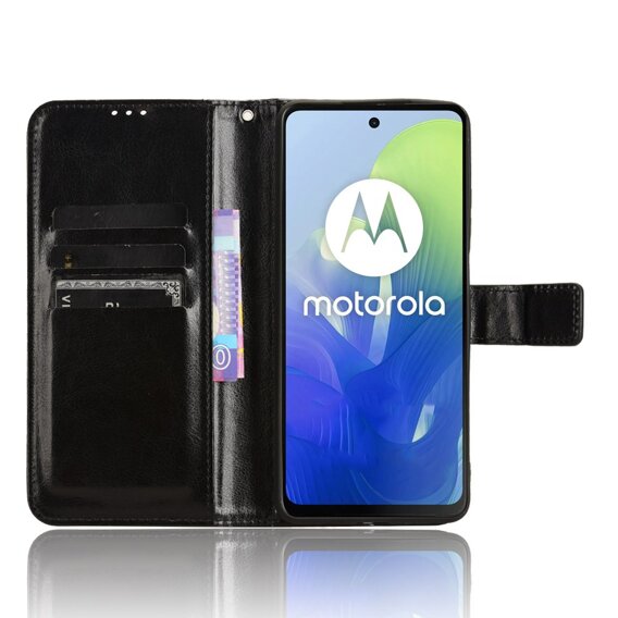 Θήκη με πτερύγιο για Motorola Moto G24 / G24 Power / G04, Crazy Horse Wallet, μαύρη