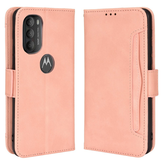 Θήκη με πτερύγιο για Motorola Moto G71 5G, Card Slot, ροζ